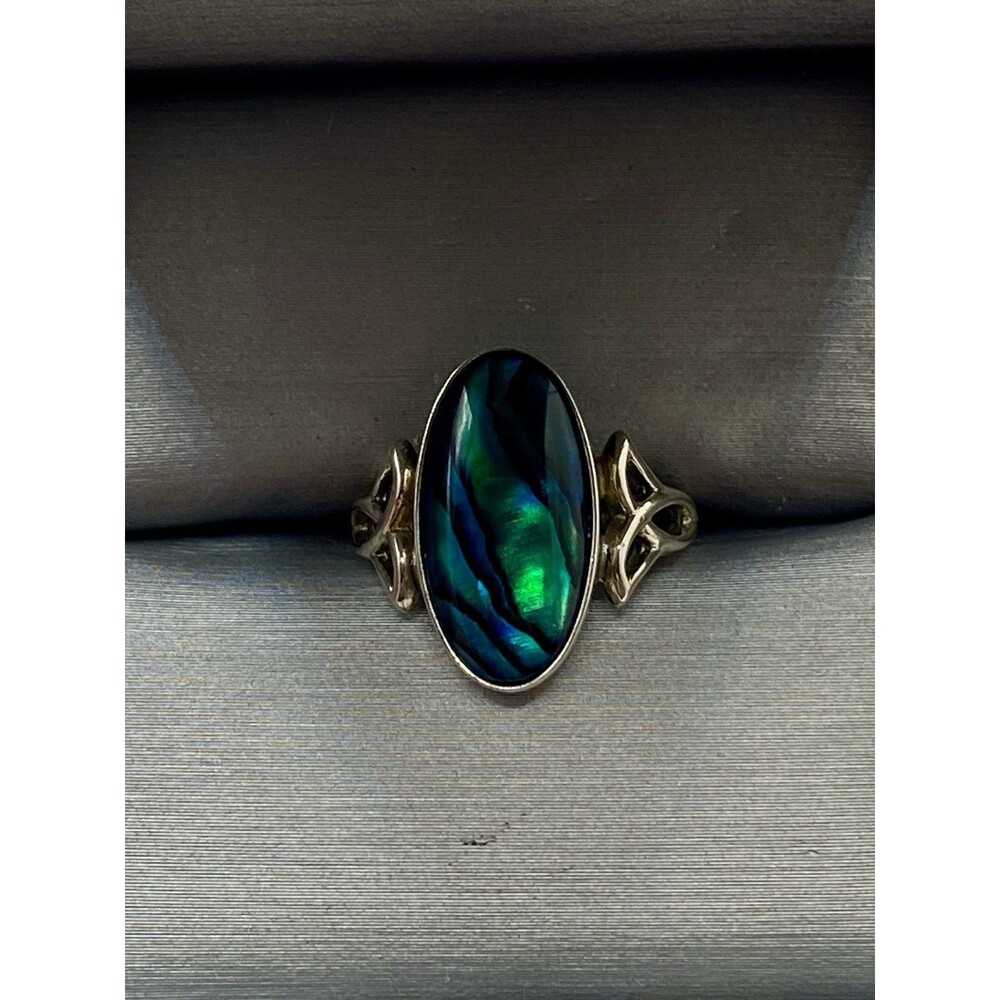 NAVAJO NATIVE AMERICAN STERLING SILVER 925 ABALONE SHELL RING SZ 4.5
